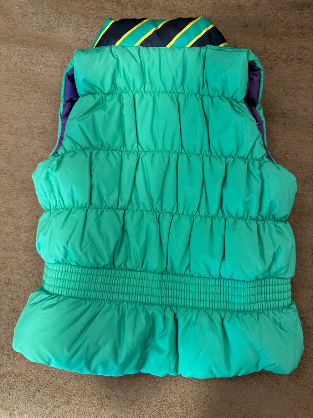 Ralph Lauren Purple Quilted Puffer Vest with Teal Trim